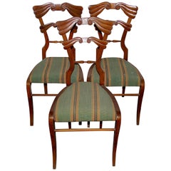 Set di tre antiche poltrone Impero, XIX secolo, Biedermeier