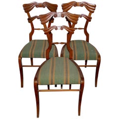 Ensemble de trois chaises d'appoint anciennes de style Empire, 19ème siècle, Biedermeier