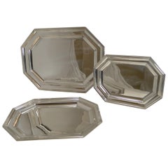 Set of Three Antique English Graduated Serving Trays or Platters, Mappin & Webb