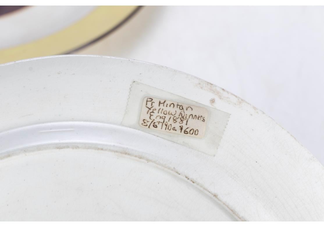 Porcelain Set of Three Antique English Minton Plates, circa 1881 For Sale