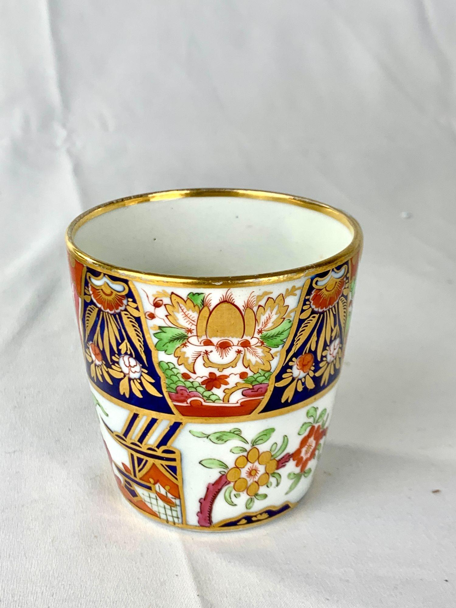 Set of Three Antique English Porcelain Cups & Saucers Rare Imari Colors C-1805 For Sale 6