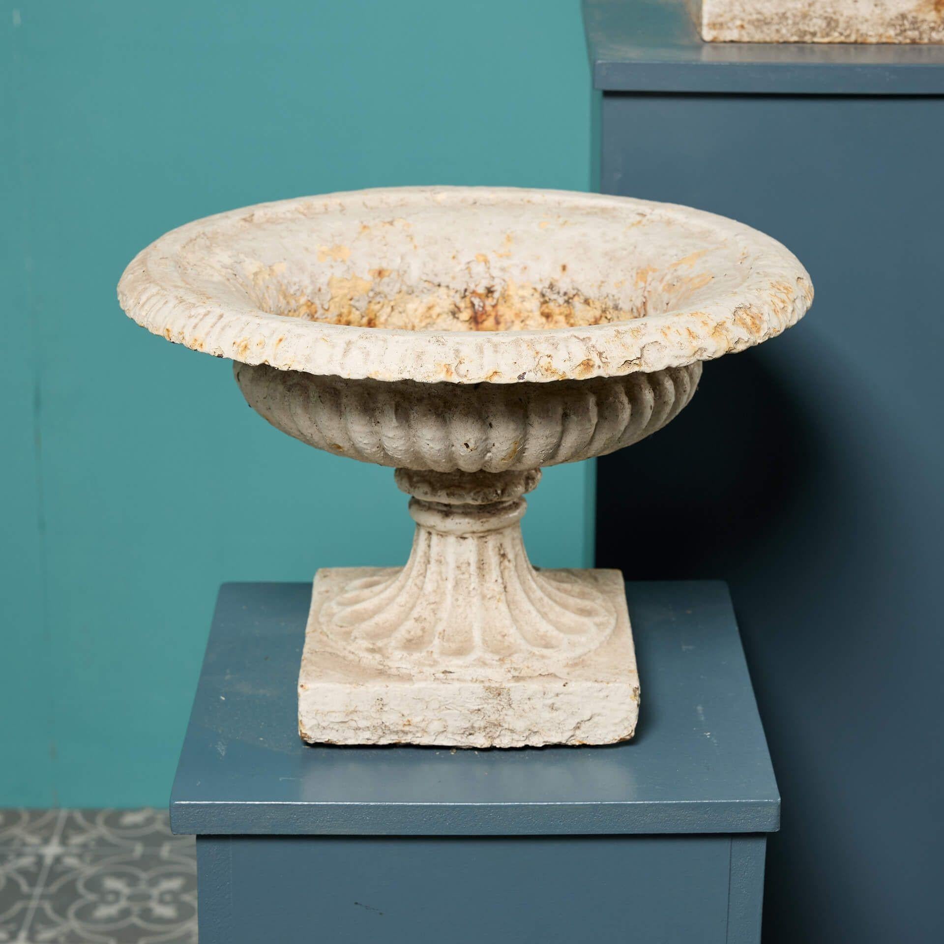 Set of Three Antique Garden Tazza Urns In Fair Condition For Sale In Wormelow, Herefordshire