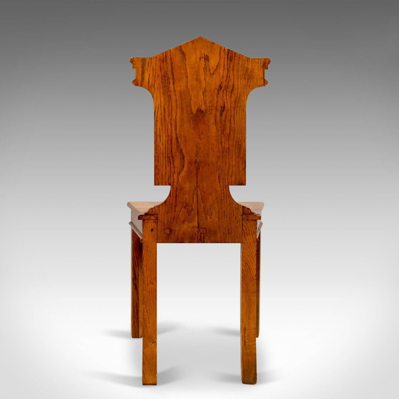 Set of Three Antique Hall Chairs, Oak, Scottish, Stag, Regency, circa 1820 1