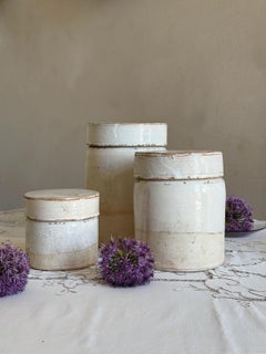 Set of Three Antique Italian Ceramic Pots, 1930s