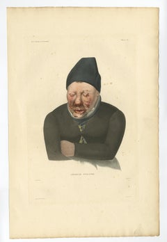 Set of Three Hand-Colored Lithographs of Lepers, Iceland, 1842