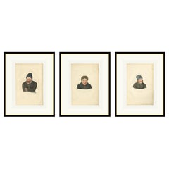 Set di tre litografie antiche di lebbrosi dall'Islanda - Gaimard Voyage, 1842