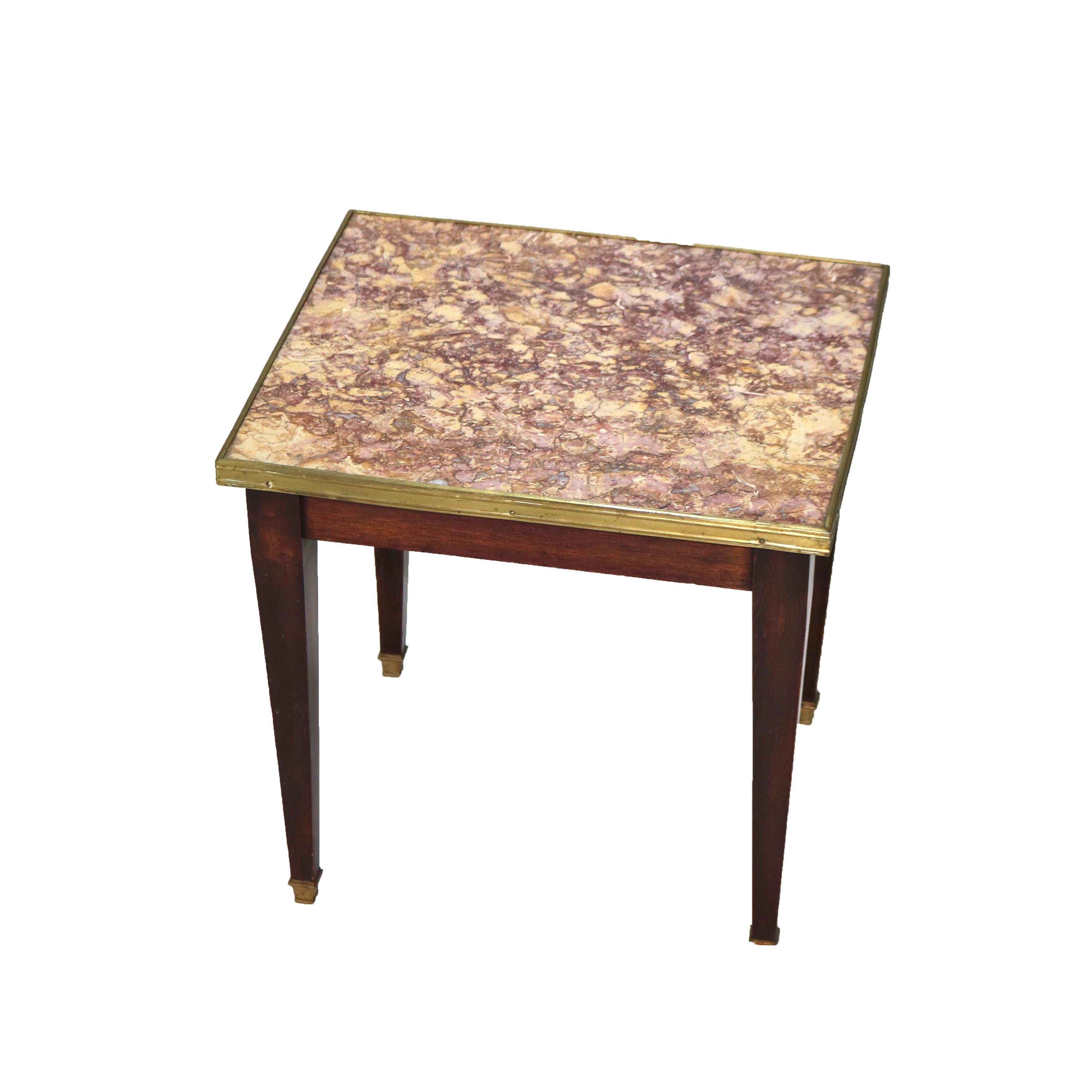 Set of Three Antique Mahogany Rouge Marble Top Nesting Tables C1920 5