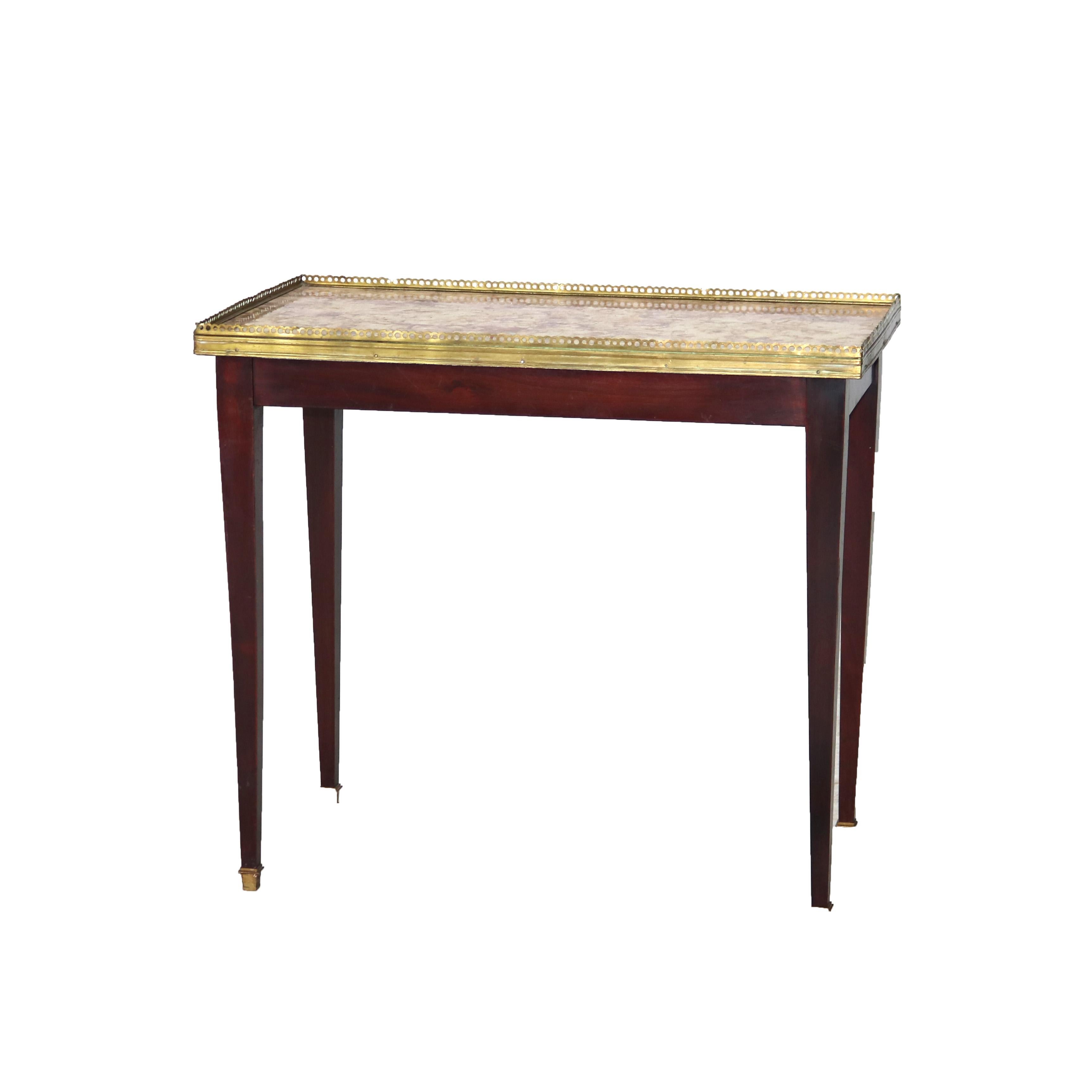 20th Century Set of Three Antique Mahogany Rouge Marble Top Nesting Tables C1920