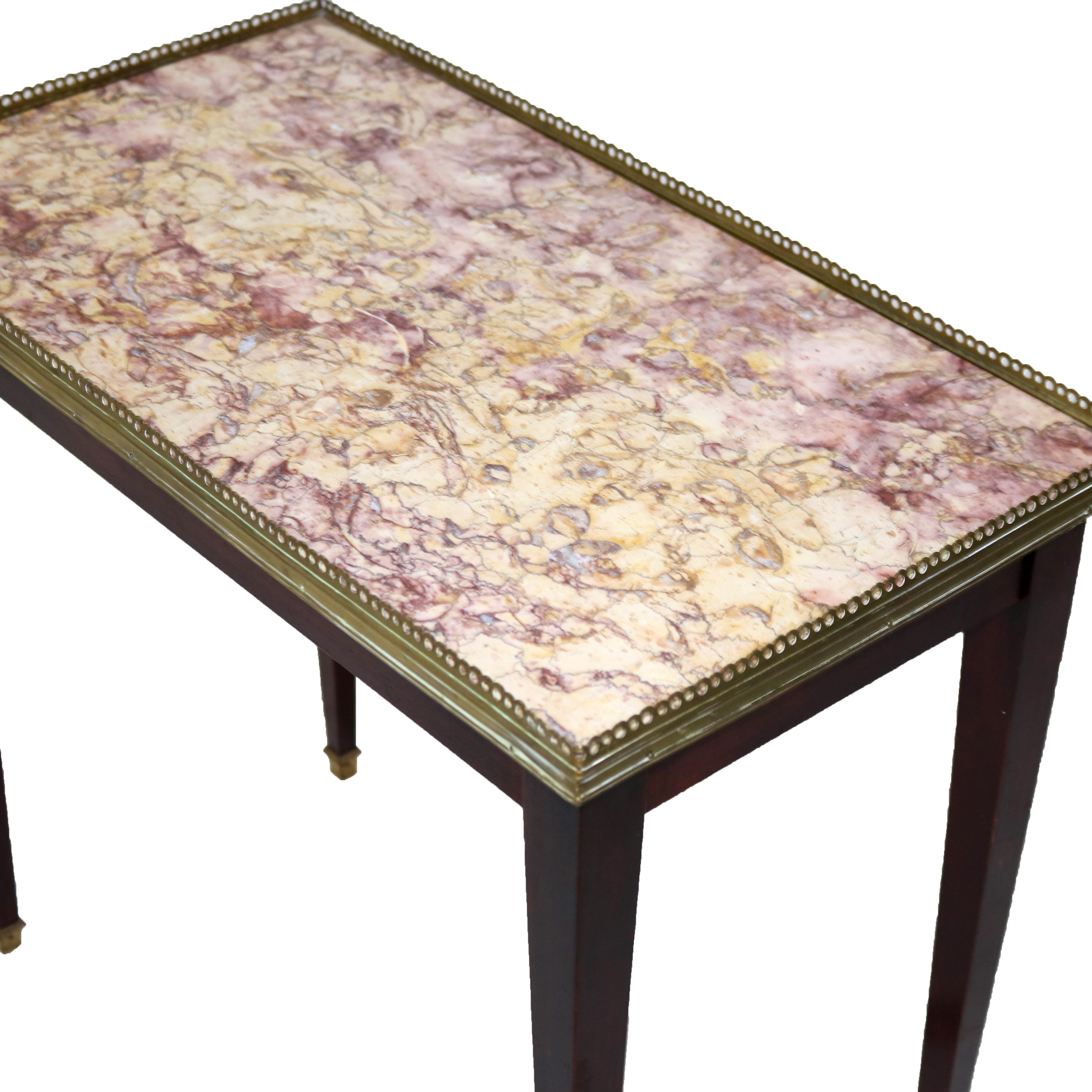 Set of Three Antique Mahogany Rouge Marble Top Nesting Tables C1920 1