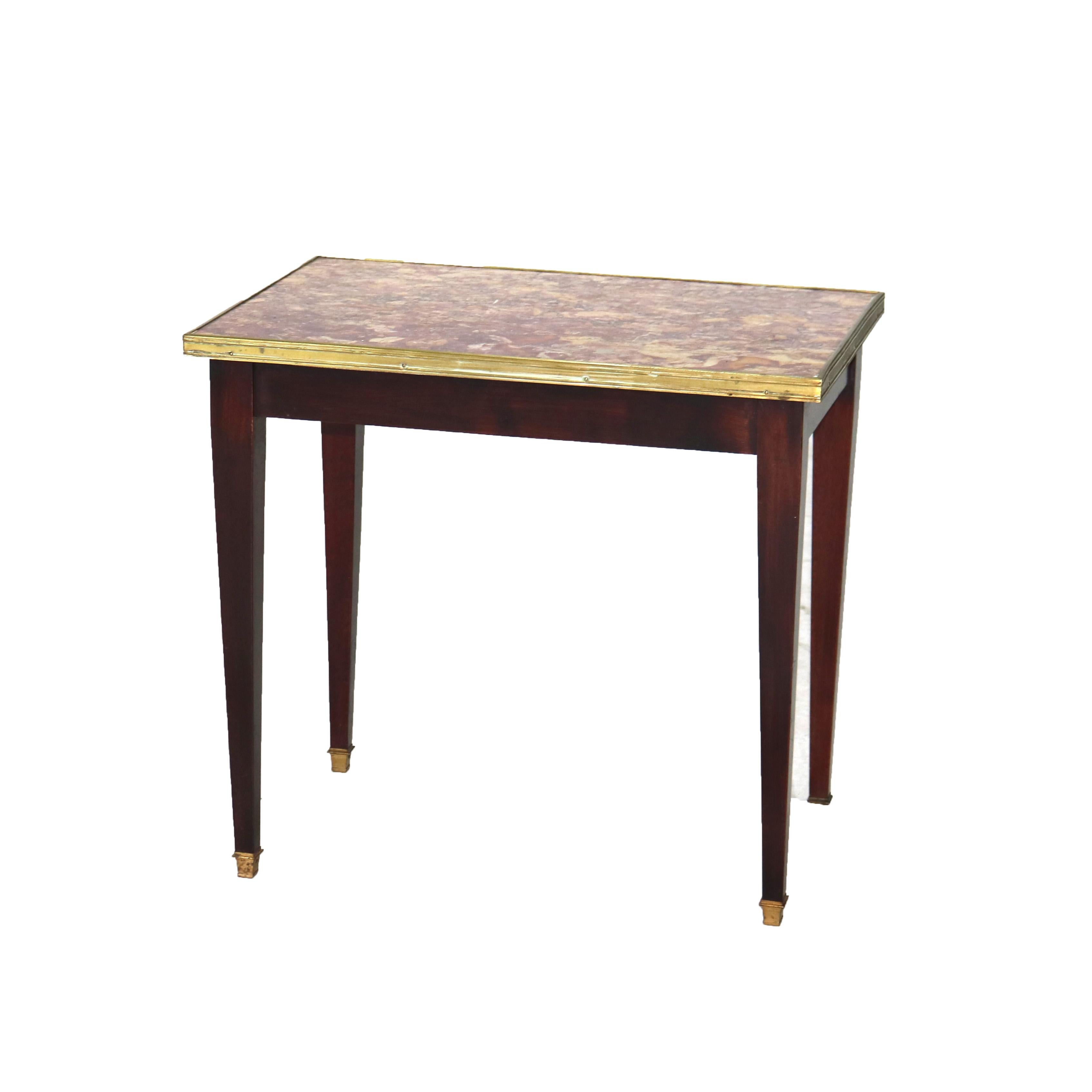 Set of Three Antique Mahogany Rouge Marble Top Nesting Tables C1920 2
