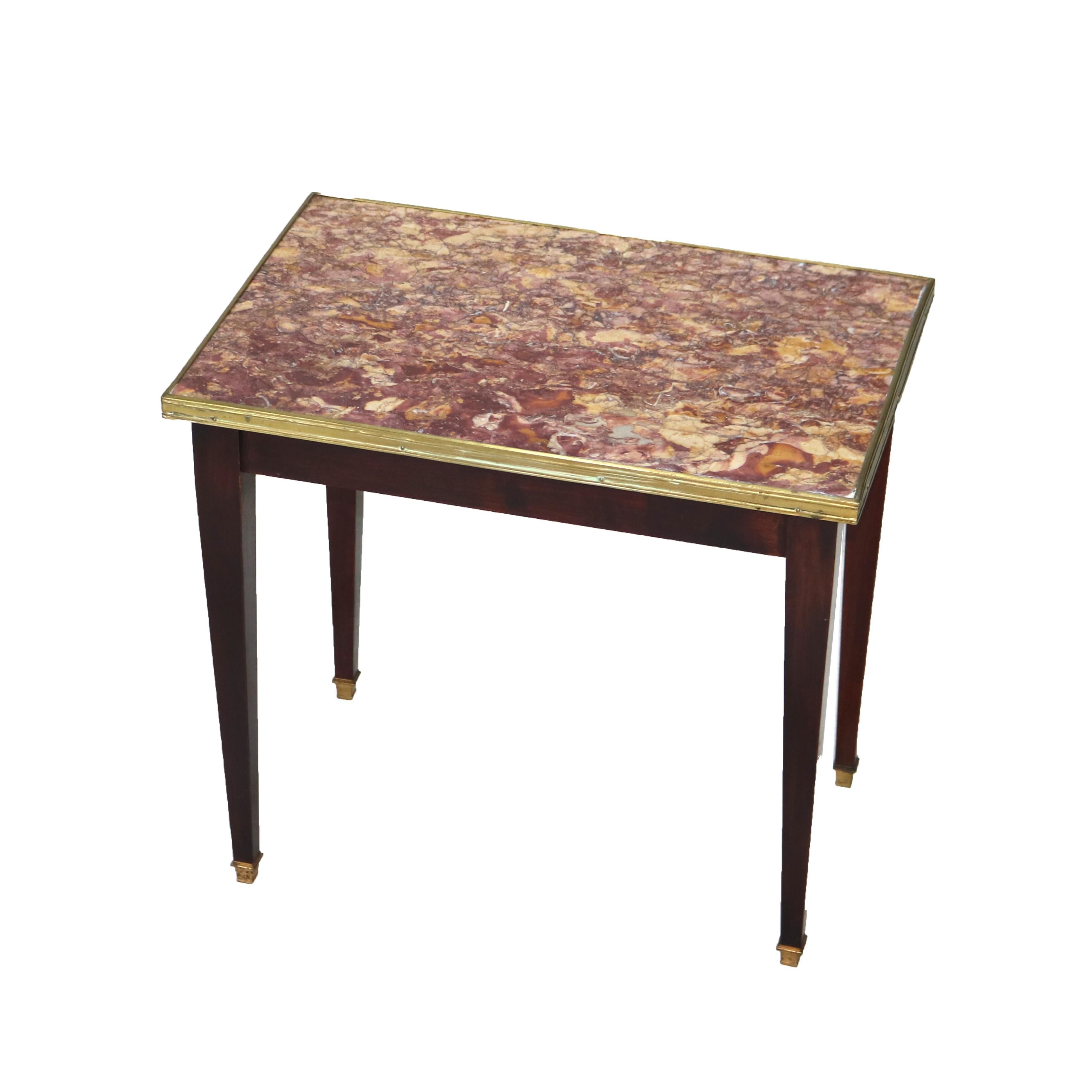 Set of Three Antique Mahogany Rouge Marble Top Nesting Tables C1920 3