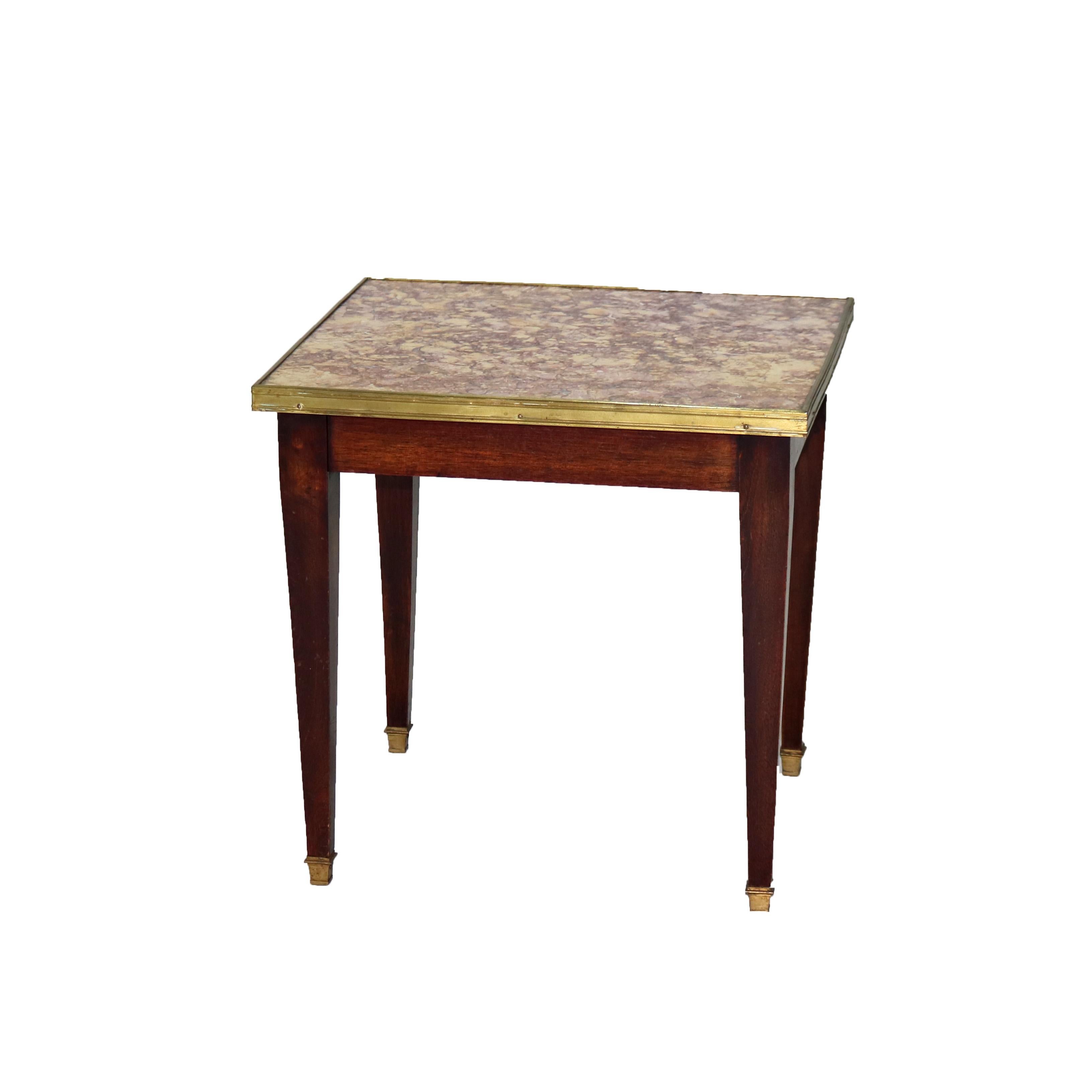 Set of Three Antique Mahogany Rouge Marble Top Nesting Tables C1920 4