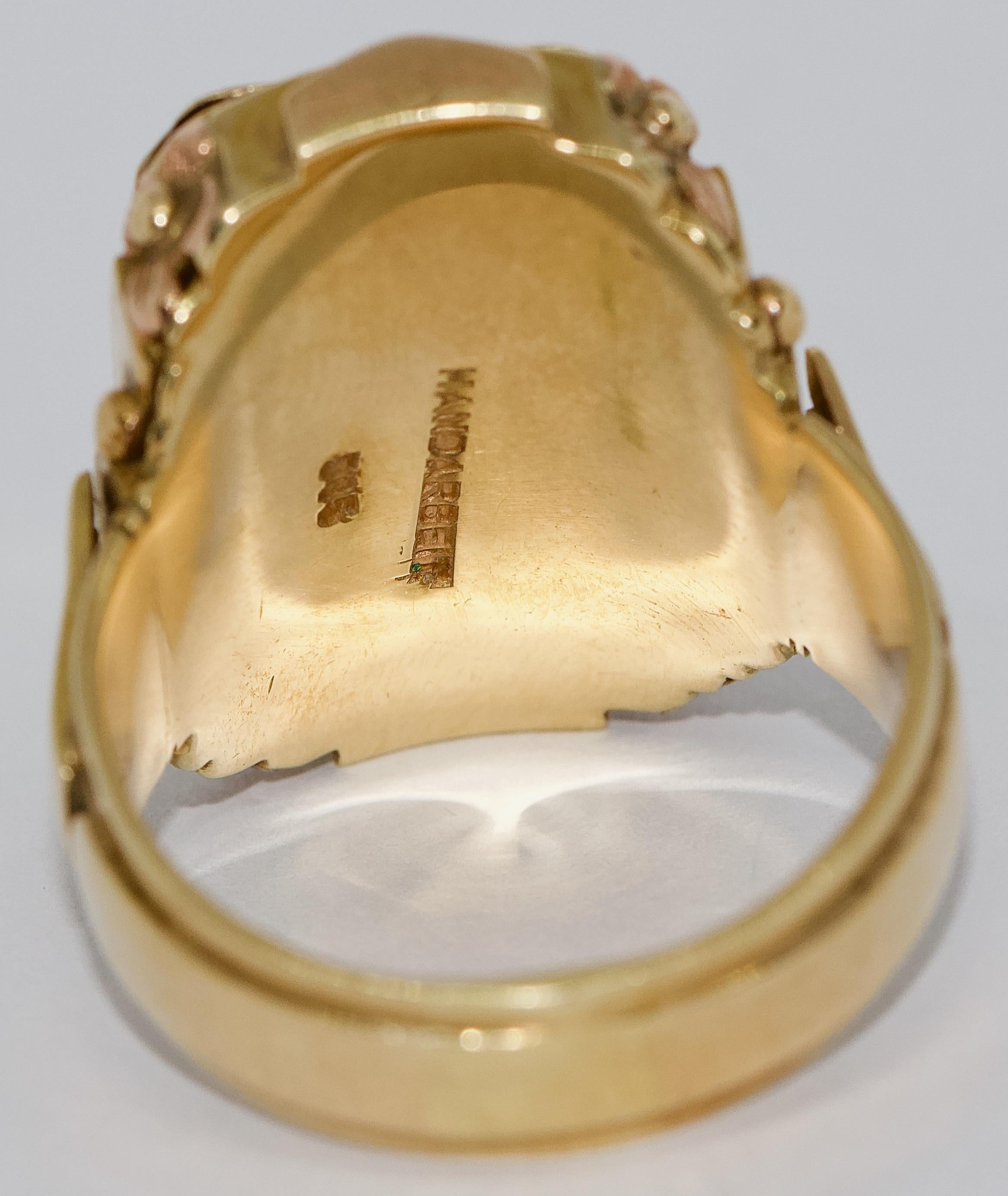 Edwardian Set of Three Antique Massive Men's Signet Rings, 14 Karat Gold with Onyx For Sale