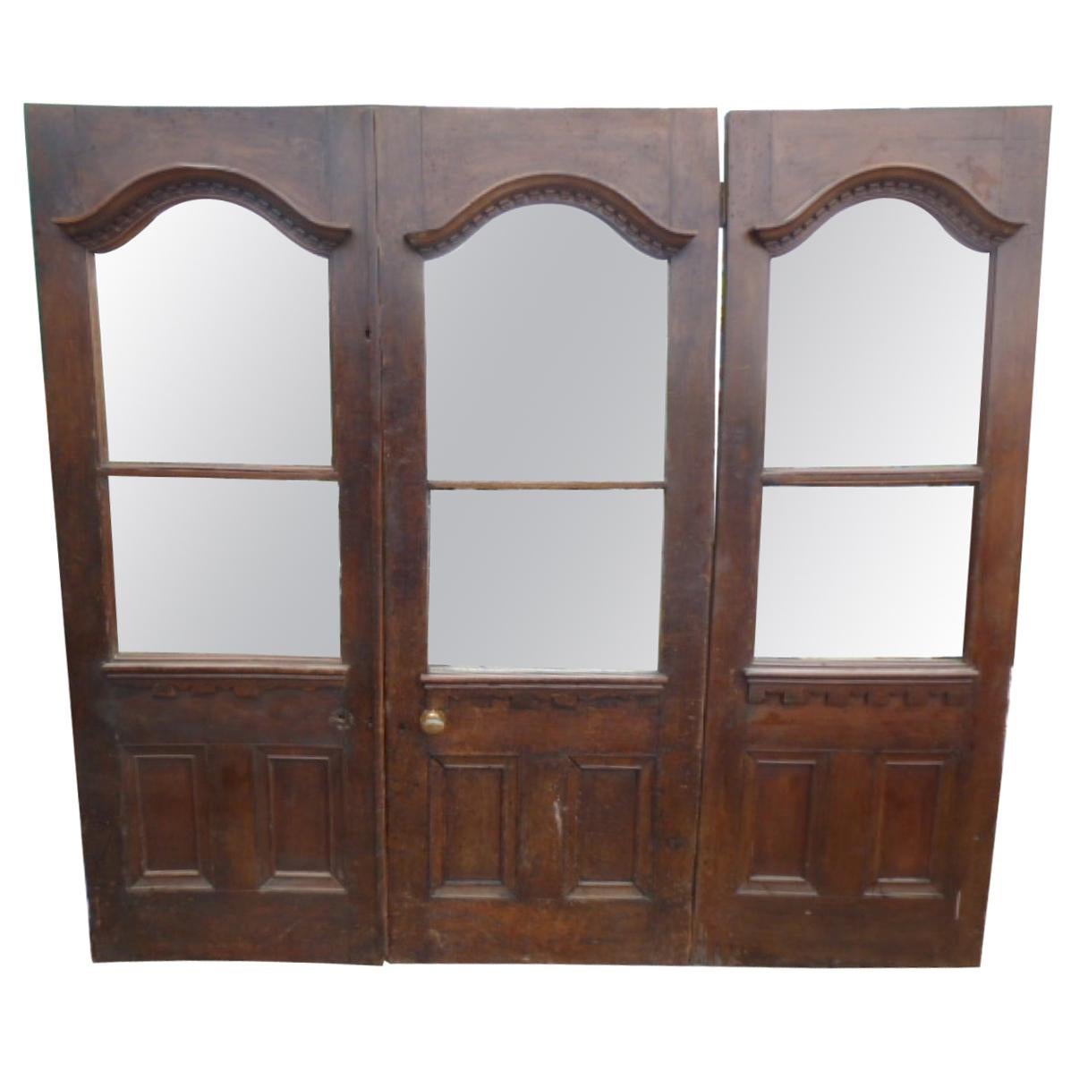 Set of Three Antique Mirrored Doors, 20th Century For Sale