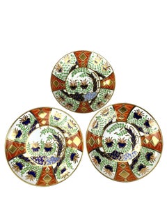Set of Three Antique Porcelain Dishes by Spode English Imari Style Circa 1820