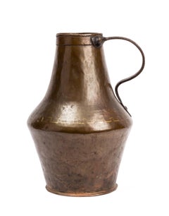 Set of Three Antique Rustic Spanish Hammered Copper Containers, Pitchers