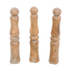 Ensemble de trois quilles anciennes en Wood, vers 1950