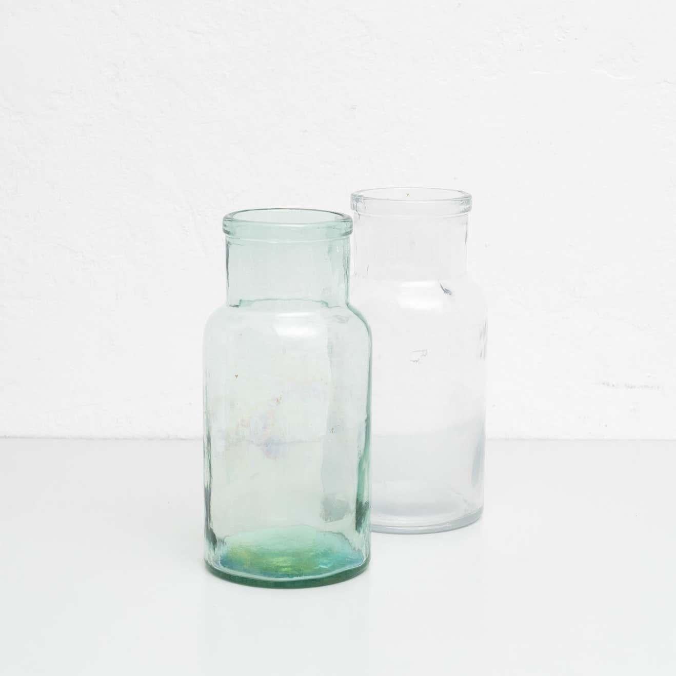 Set of Three Antique Spanish Glass Containers, circa 1950 For Sale 1
