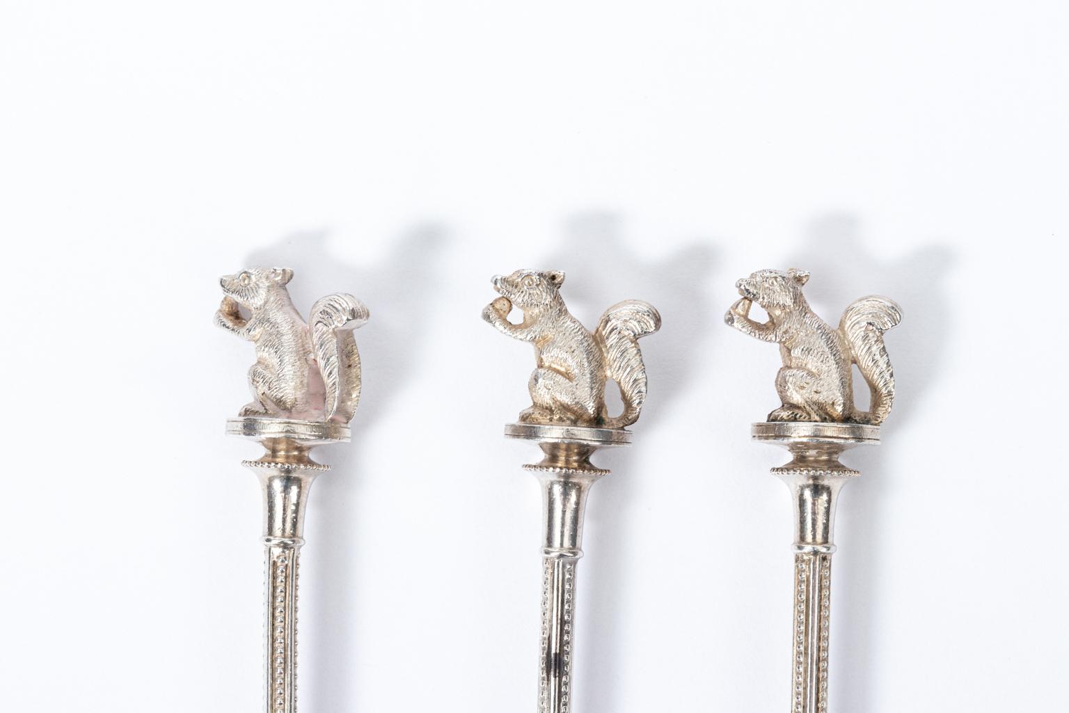 American Set of Three Antique Sterling Silver Squirrel Nut Picks by George Sharp For Sale