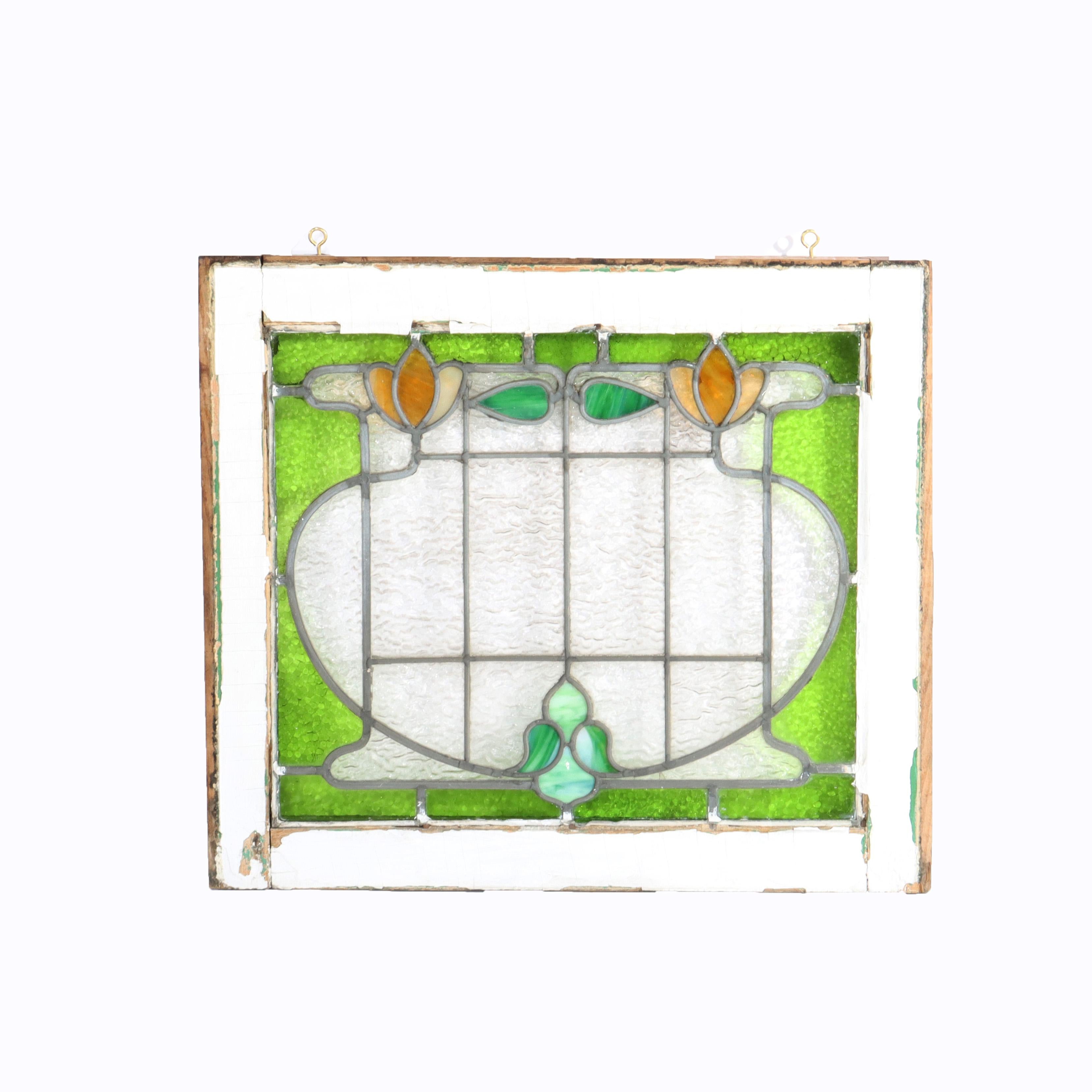 Conjunto de tres vidrieras antiguas estilizadas Arts & Crafts C1910 en venta 3