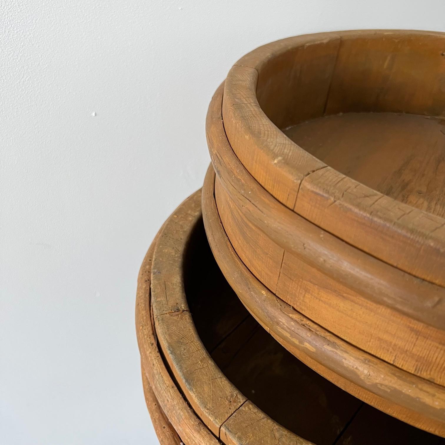 Set of Three Antique Swedish Wooden Primitive Bowls For Sale 3