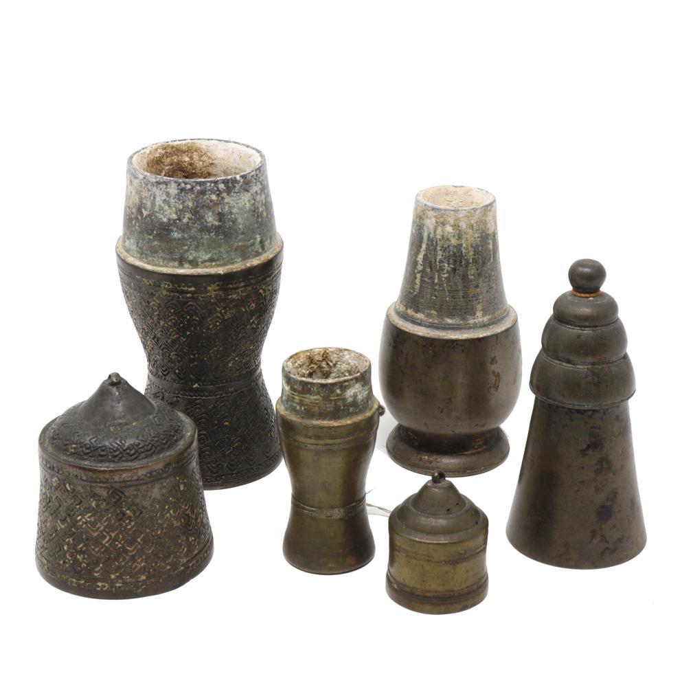 Tribal Set of Three Antique Thai Bronze Lime Boxes For Sale