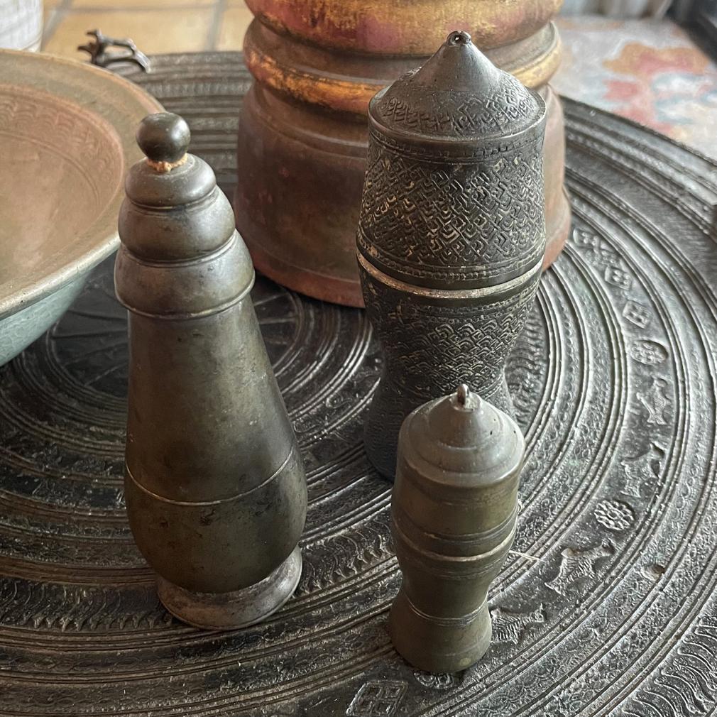 Cast Set of Three Antique Thai Bronze Lime Boxes For Sale