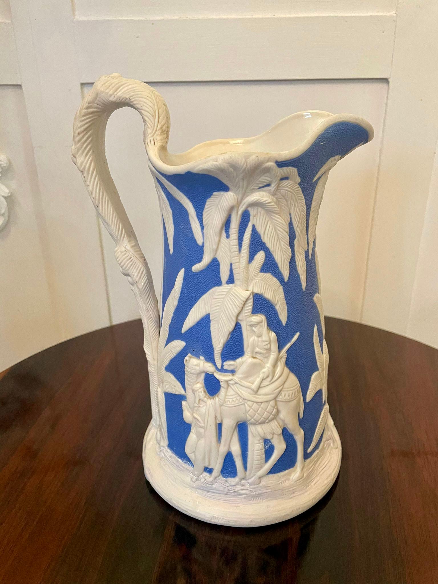 Set von drei antiken viktorianischen blauen und weißen Krügen von Samuel Alcock im Angebot 4