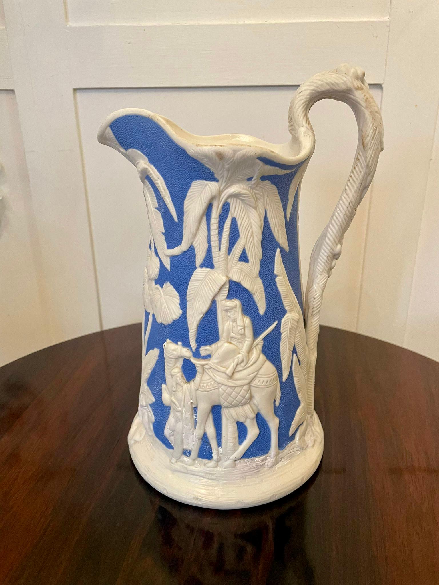Set von drei antiken viktorianischen blauen und weißen Krügen von Samuel Alcock im Angebot 5