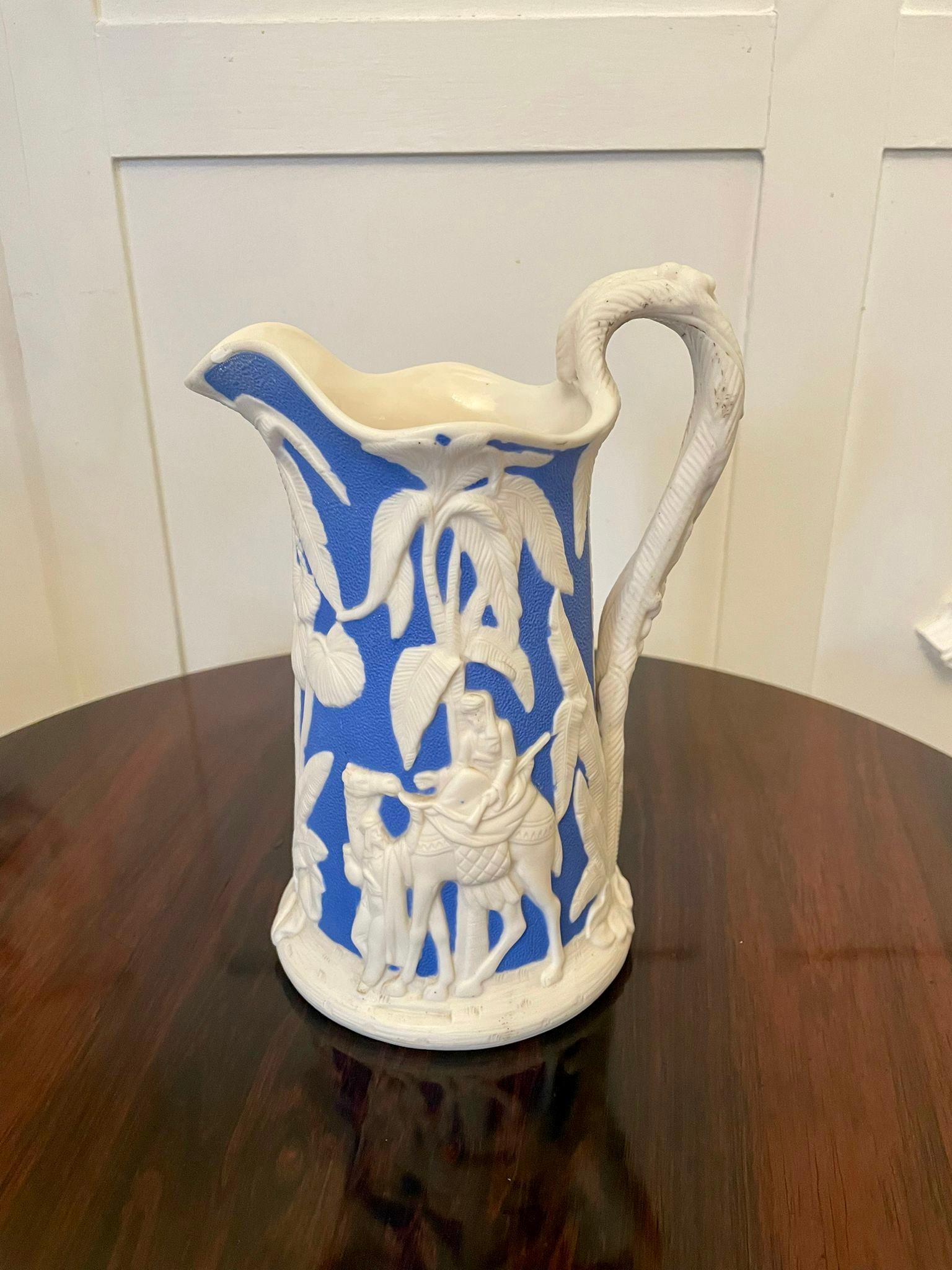 19th Century Set of Three Antique Victorian Blue and White Jugs by Samuel Alcock For Sale