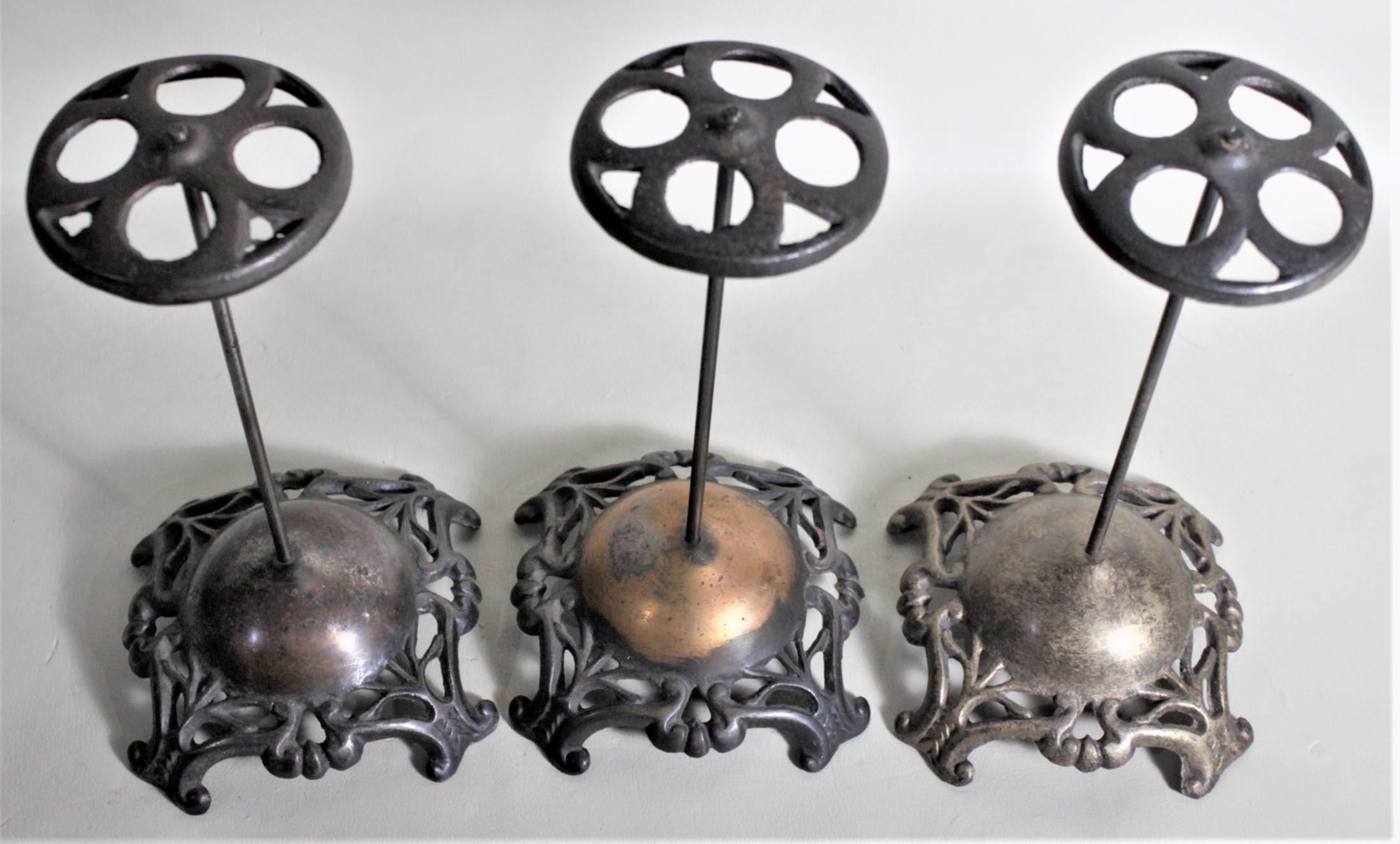 Set of Three Antique Victorian Cast Metal Commercial Hat Stands In Good Condition In Hamilton, Ontario