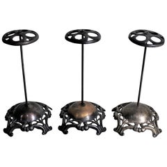 Set of Three Antique Victorian Cast Metal Commercial Hat Stands