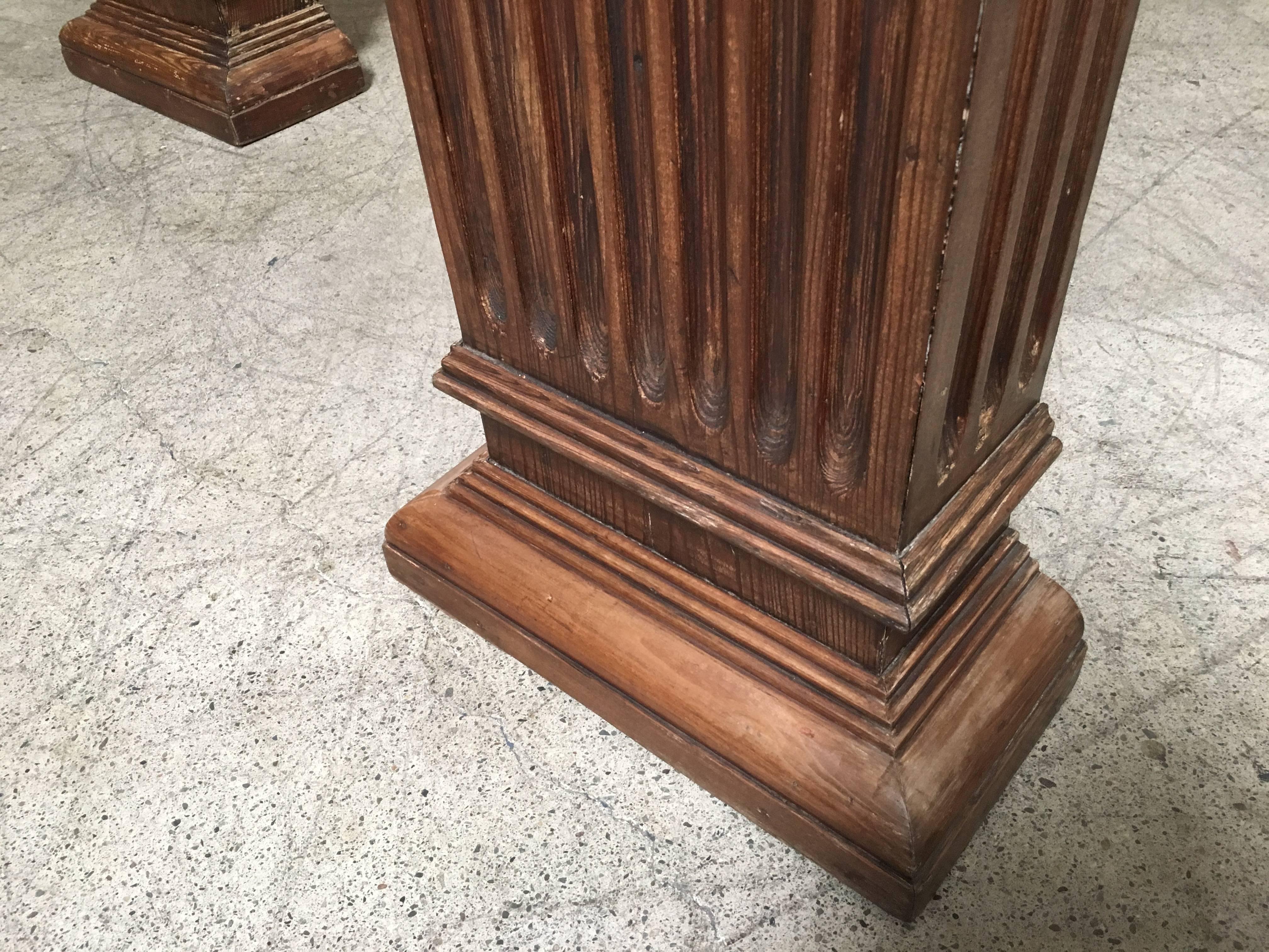Set of Three Antique Wood Columns For Sale 2