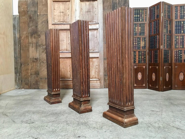 Set of Three Antique Wood Columns For Sale at 1stDibs