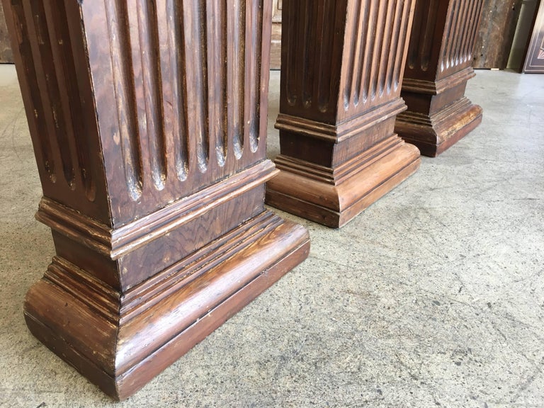 Set of Three Antique Wood Columns For Sale at 1stDibs
