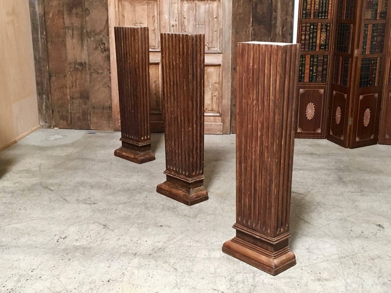 Set of Three Antique Wood Columns For Sale at 1stDibs
