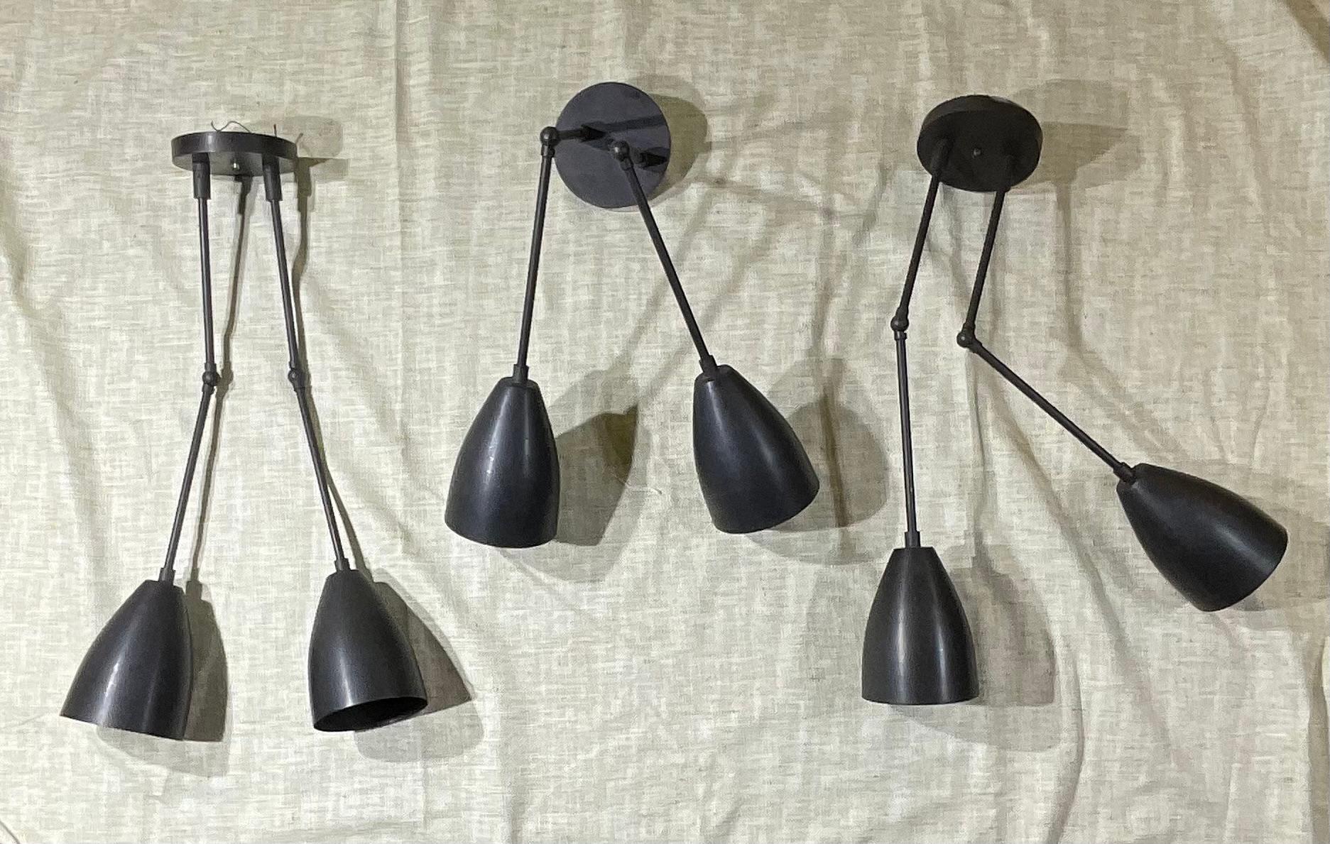 Set Of Three Apparatus Wall Sconces In Good Condition In Delray Beach, FL
