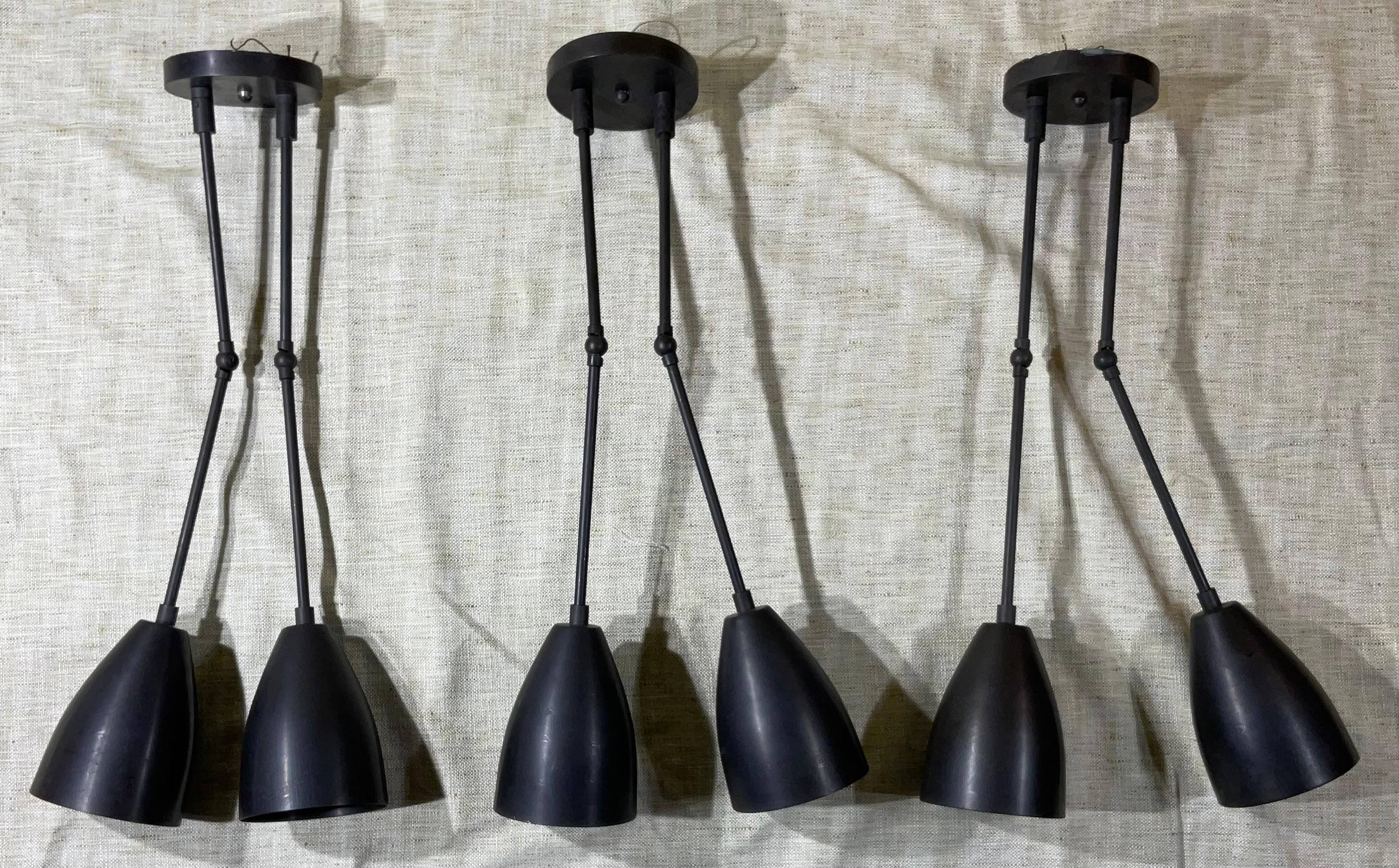 Brass Set Of Three Apparatus Wall Sconces
