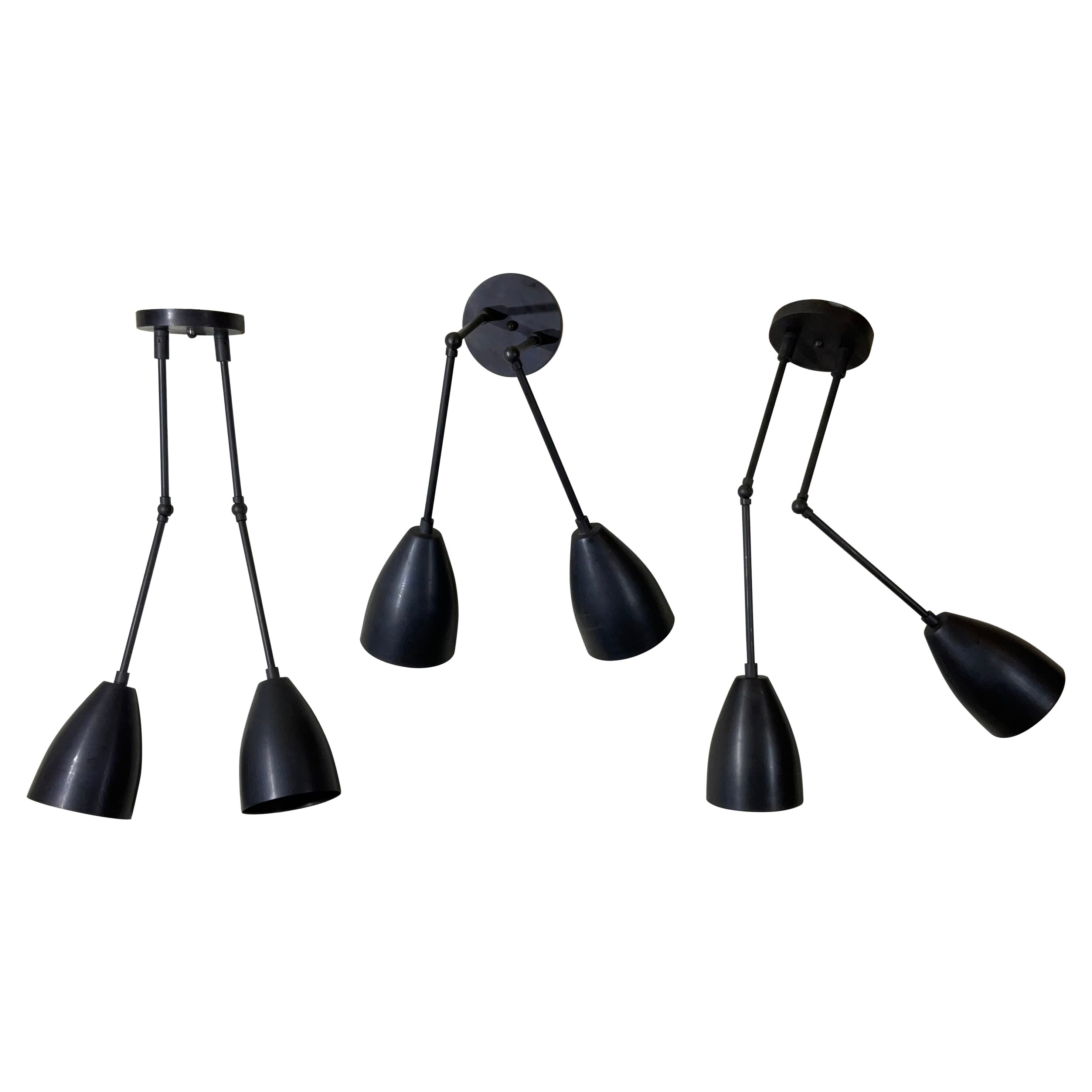 Set Of Three Apparatus Wall Sconces