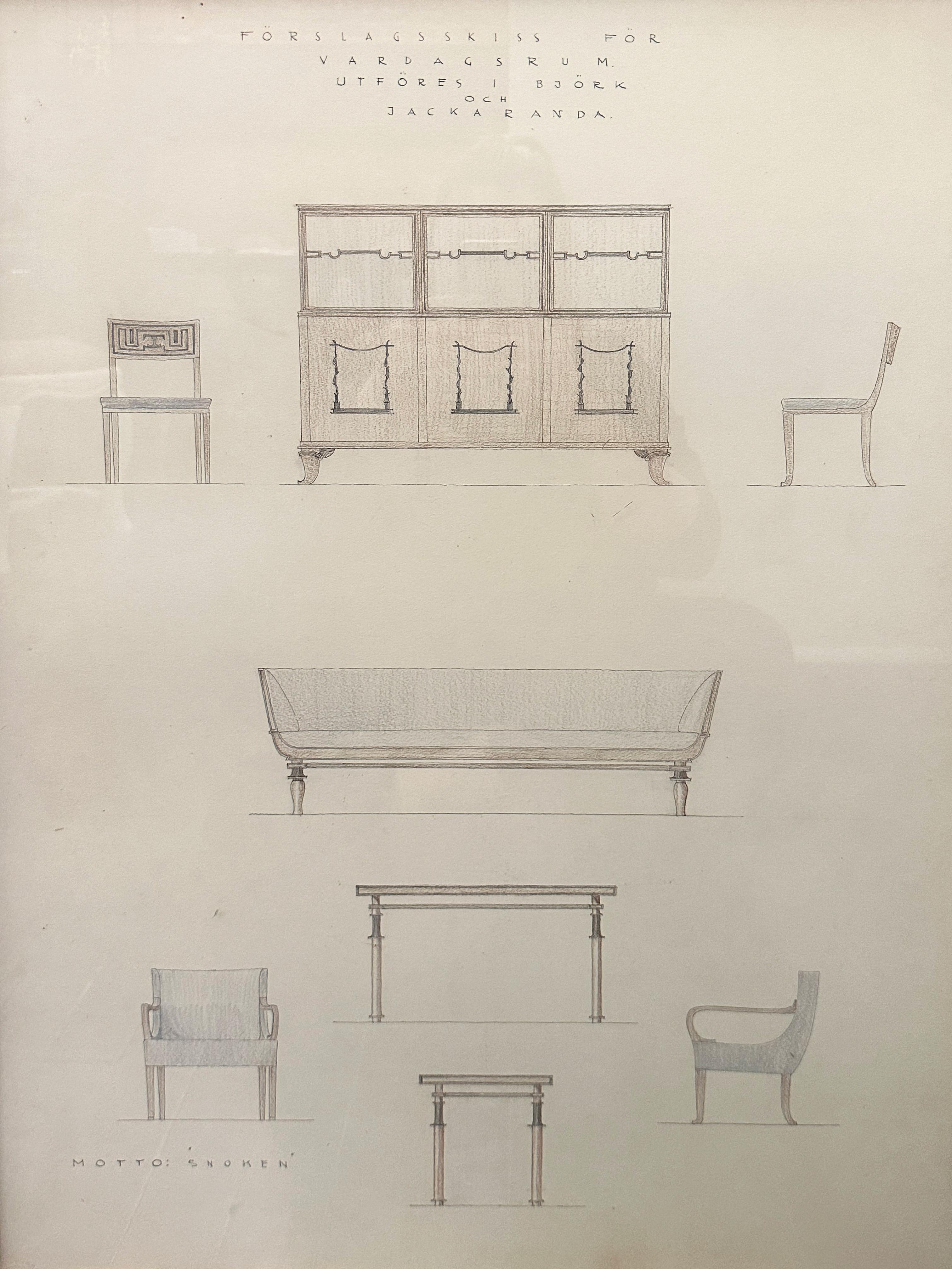 Set of Three Architectural Drawings by Carl G. Bergsten, c.1930 For Sale 3