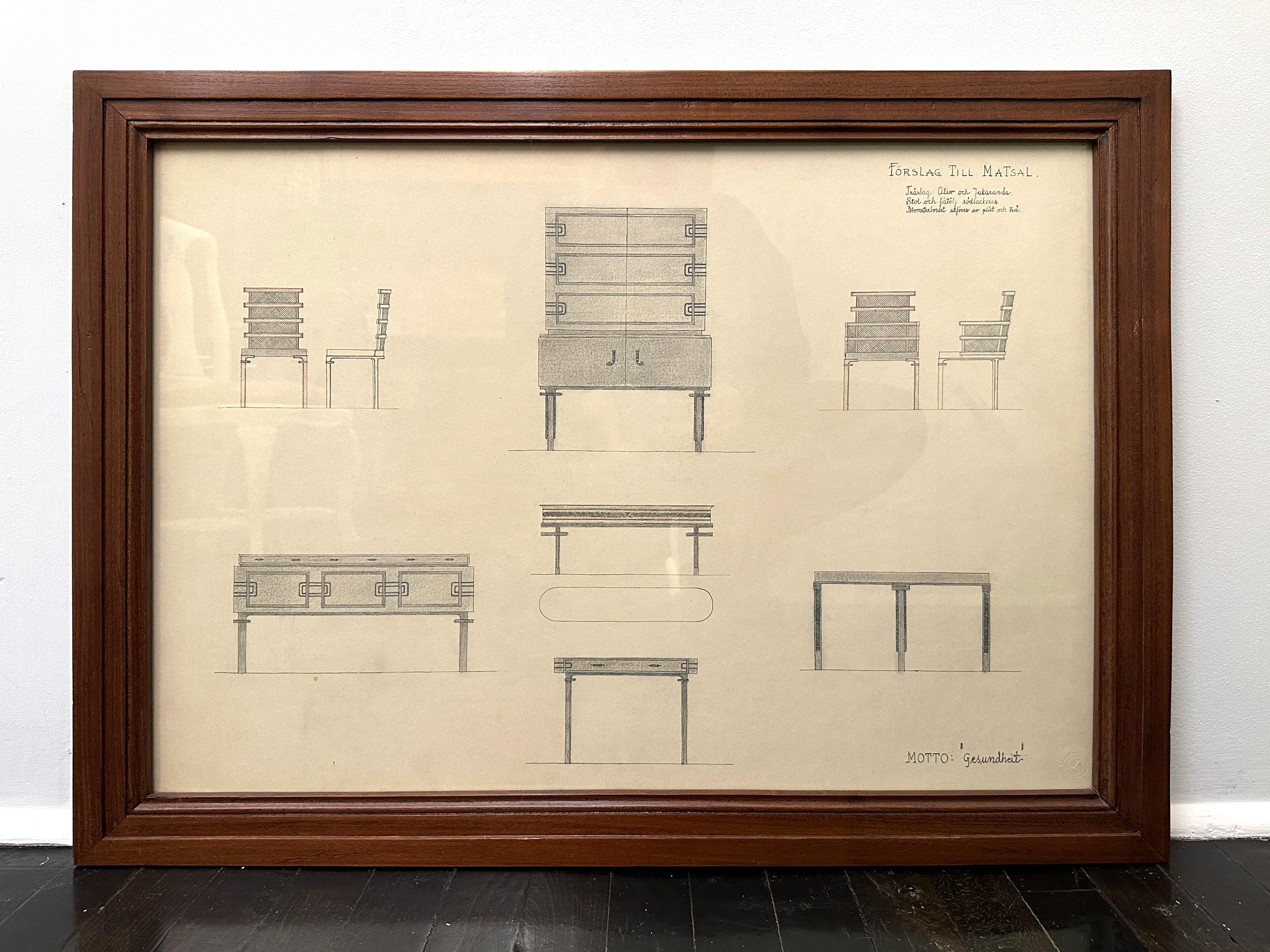 20th Century Set of Three Architectural Drawings by Carl G. Bergsten, c.1930 For Sale