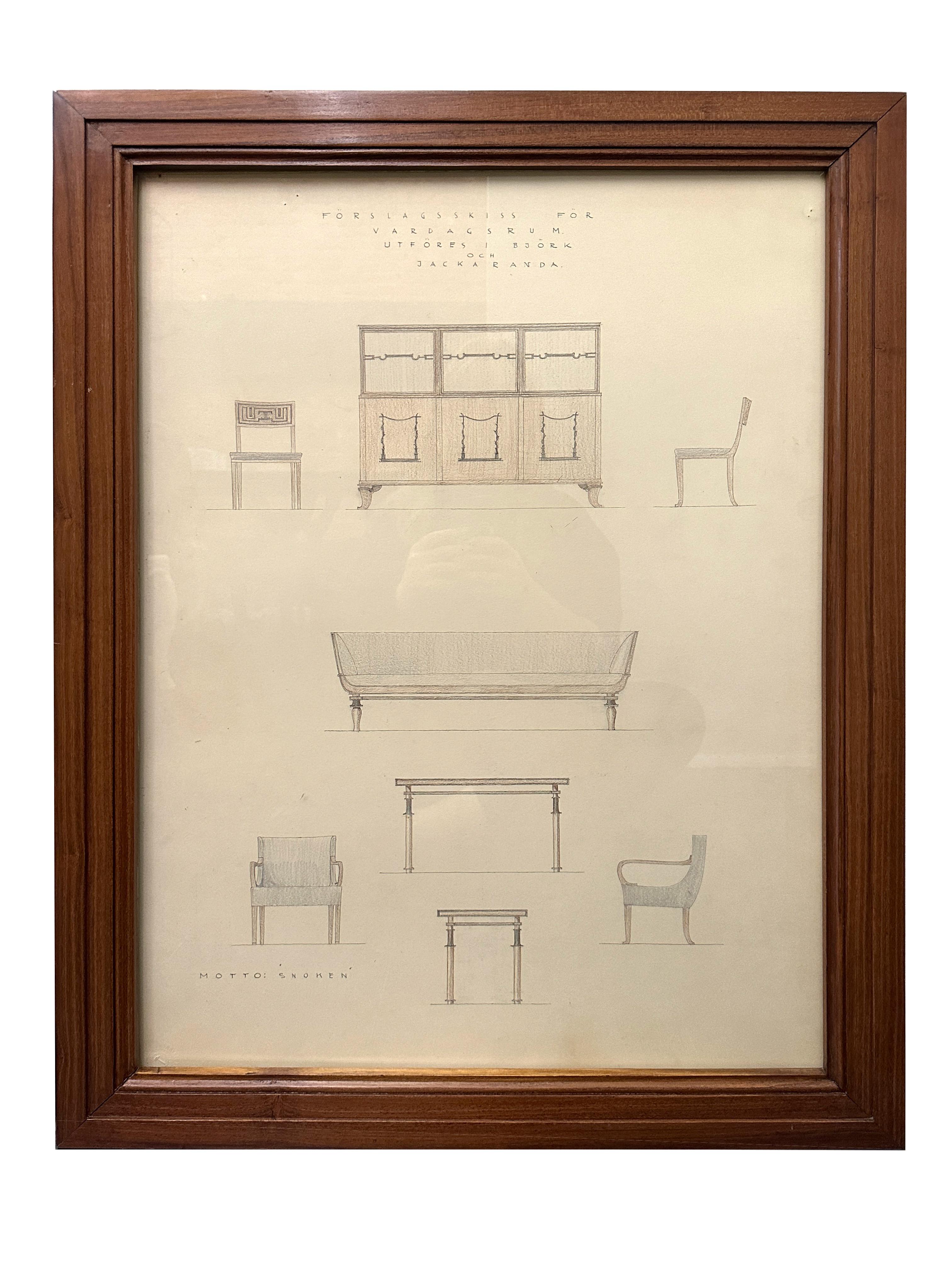 Set of Three Architectural Drawings by Carl G. Bergsten, c.1930 For Sale 1