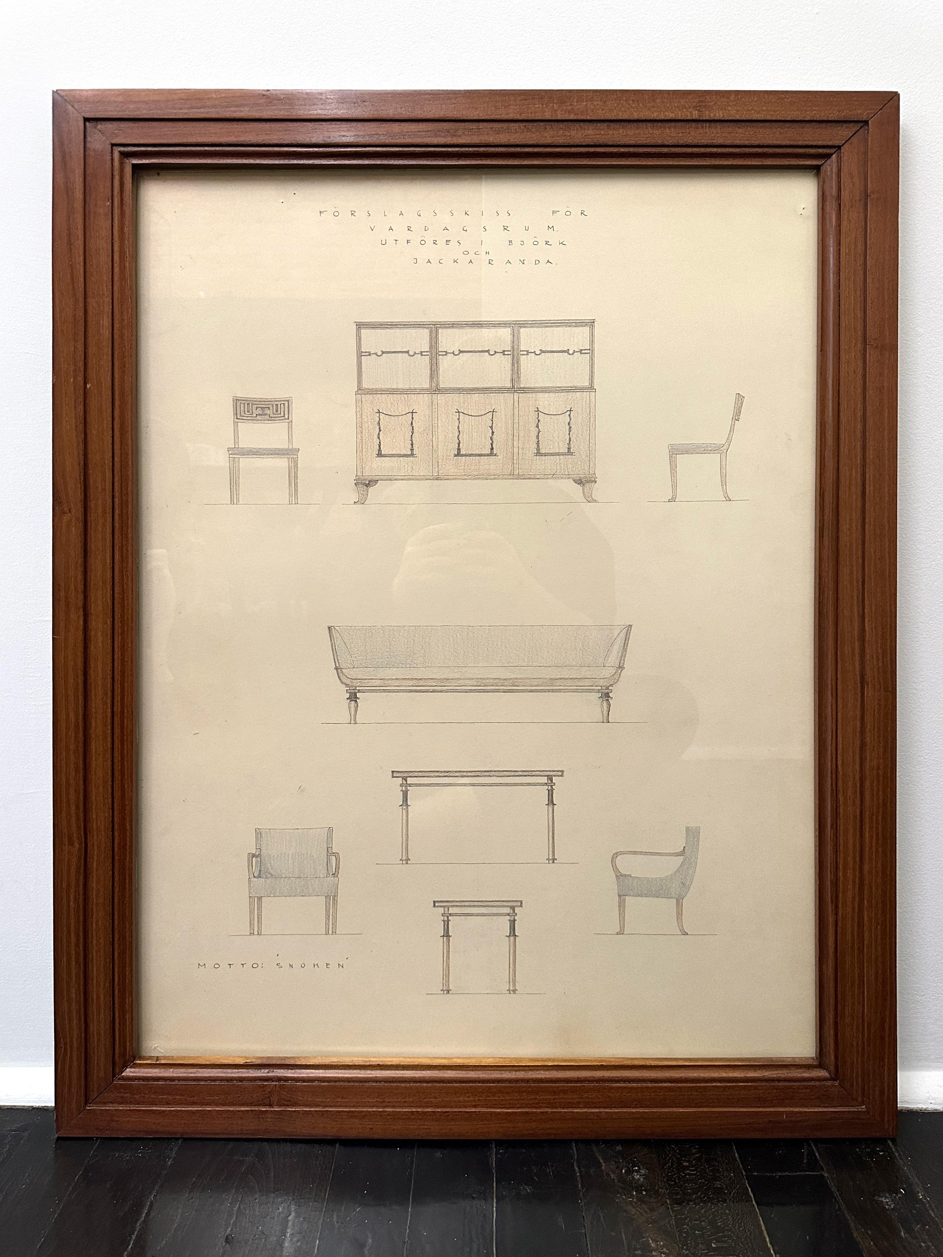 Set of Three Architectural Drawings by Carl G. Bergsten, c.1930 For Sale 2