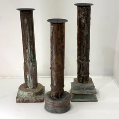 Set of Three Architectural Salvage Column Candle Holders, c. 1900's