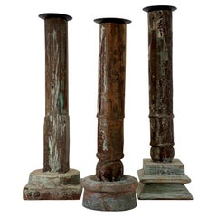 Set of Three Architectural Salvage Column Candle Holders, c. 1900's