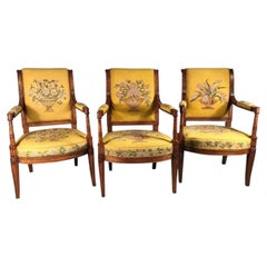 Satz von drei Sesseln, Directoire-Stil, Frankreich, 19. Jahrhundert
