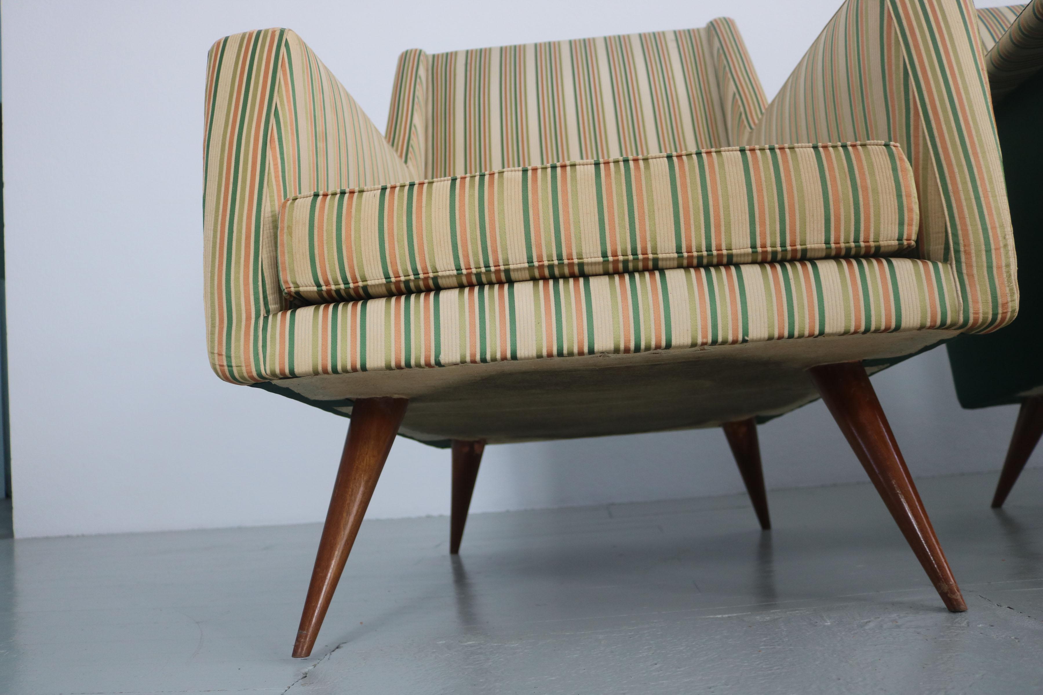 Set of Three Armchairs of the 1950s, Attributed to Melchiorre Bega For Sale 5