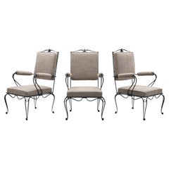 Set of Three Armchairs with Metal Frames by René Prou (Attr.), France ca 1940s