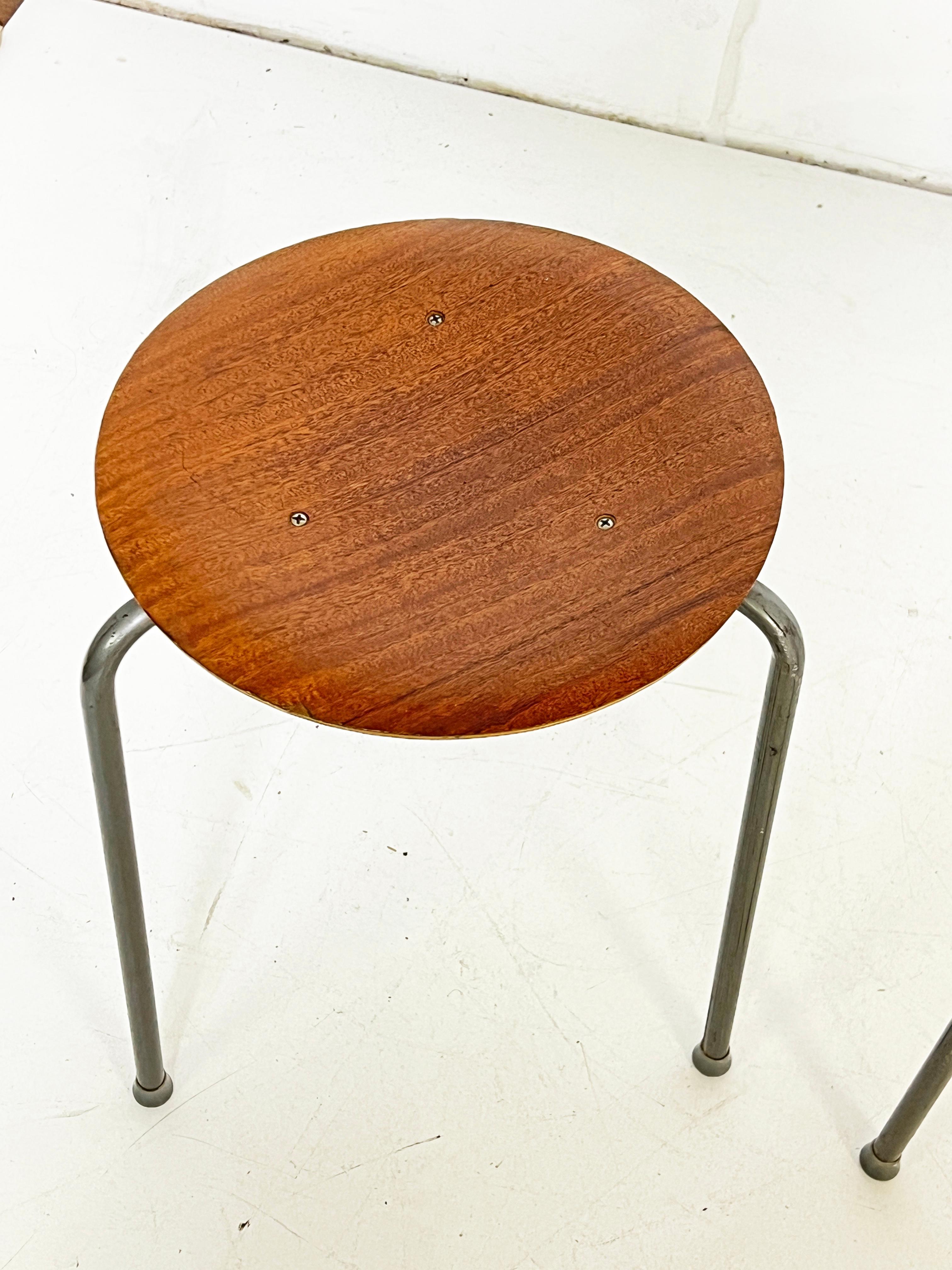 Scandinavian Modern Set of Three Arne Jacobsen Danish Teak Stacking Tripod 