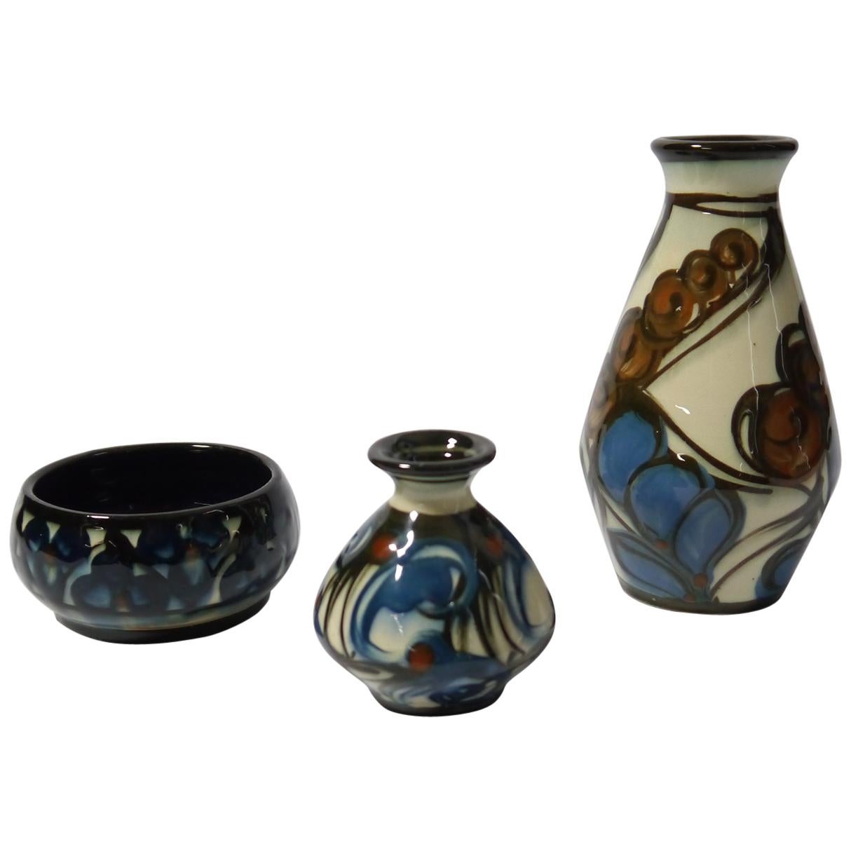 Set of Three Art Deco Ceramic Vessels by Danico, Denmark, 1920s